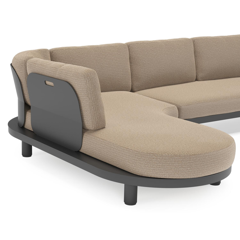 Salon de jardin d'angle Donato en aluminium noir et coussins en all weather solica Firenze Earth