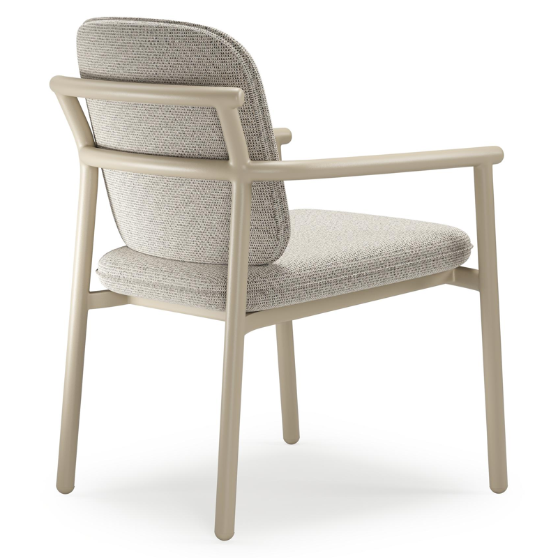 Bono stapelbare tuinstoel in beige aluminium met stoelkussen in All Weather Solica Firenze Sand