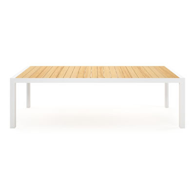 Madura tuintafel rechthoekig in wit aluminium en teak - L 255 x B 100 x H 74 cm