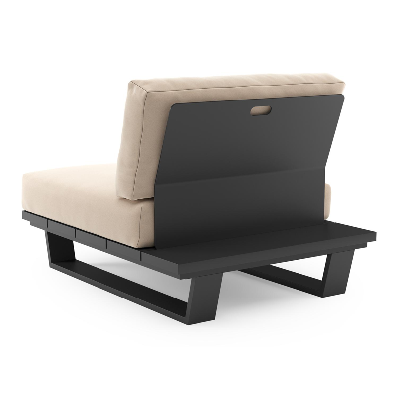 Pagino loungestoel in zwart aluminium met natte linen chalk all weather sunbrella® luxe kussen