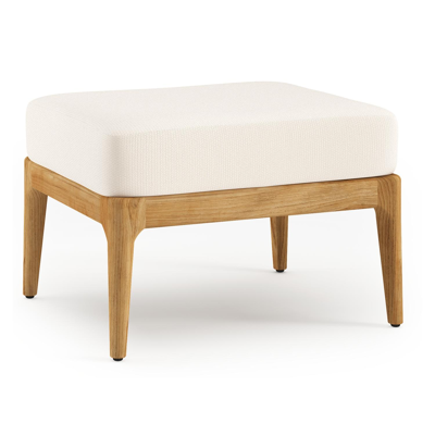 Pouf Orso en teck et coussins en all weather sunbrella® luxe Lopi Snow