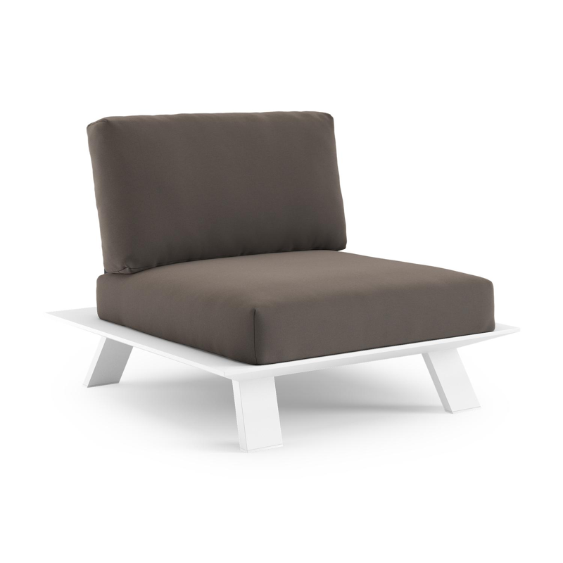 Cesano loungestoel in wit aluminium met natte nature grey all weather Sunbrella® luxe kussen
