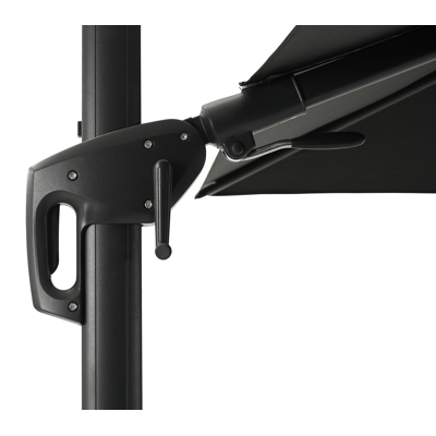 Copica zweefparasol met tiltfunctie in zwart aluminium met zwart polyester parasoldoek - L1 300 x L2 300 cm (met voet)