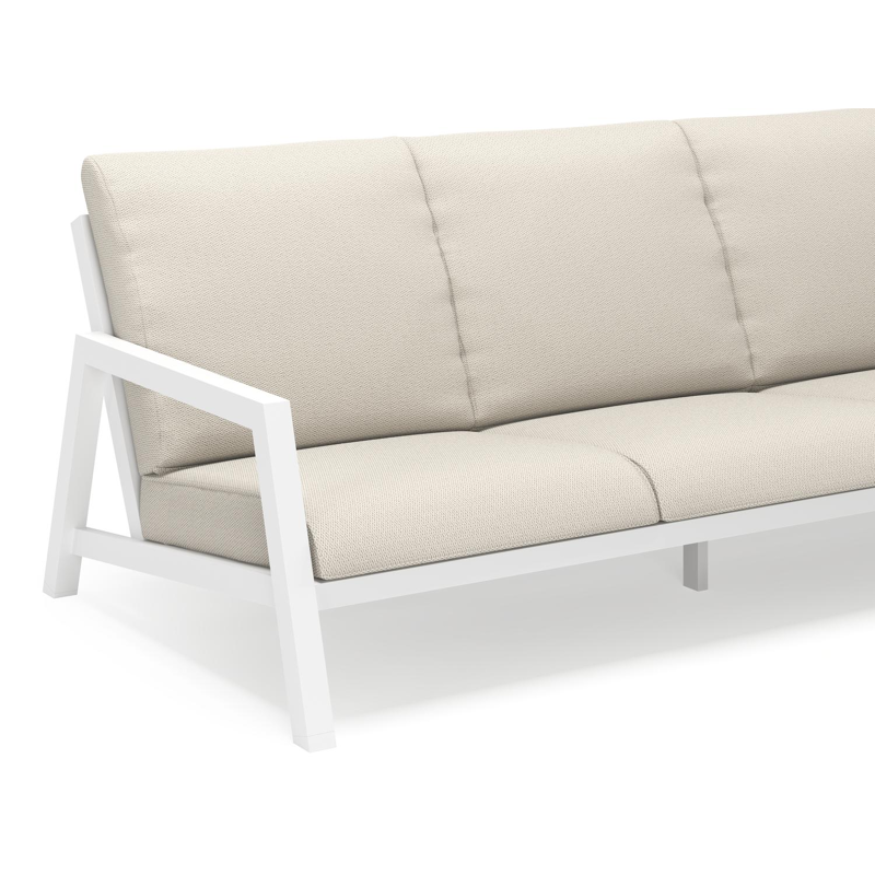 Zen'so loungebank 3-zit in wit aluminium met lopi marble all weather sunbrella® luxe kussen