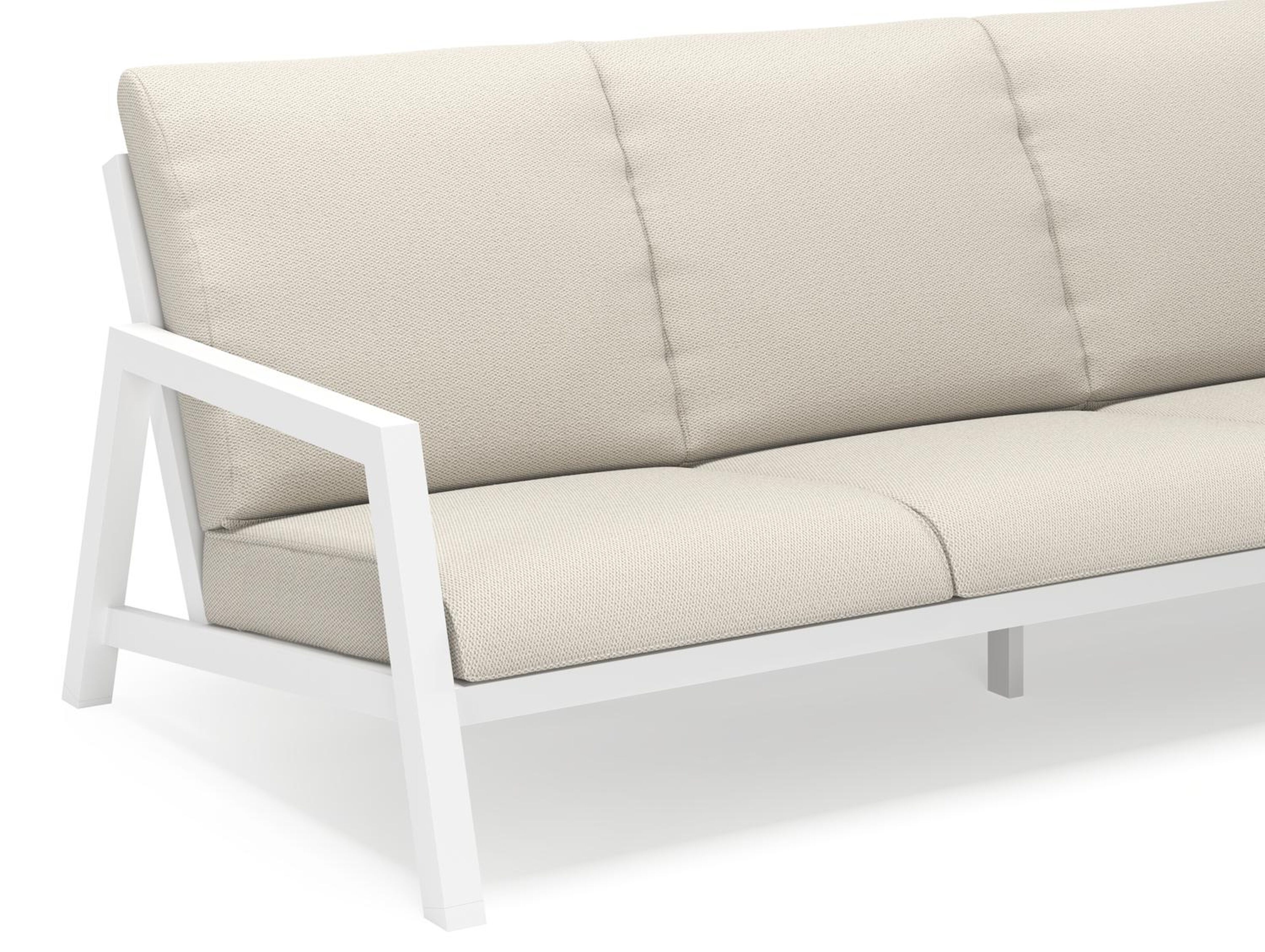 Zen'so loungebank 3-zit in wit aluminium met lopi marble all weather sunbrella® luxe kussen