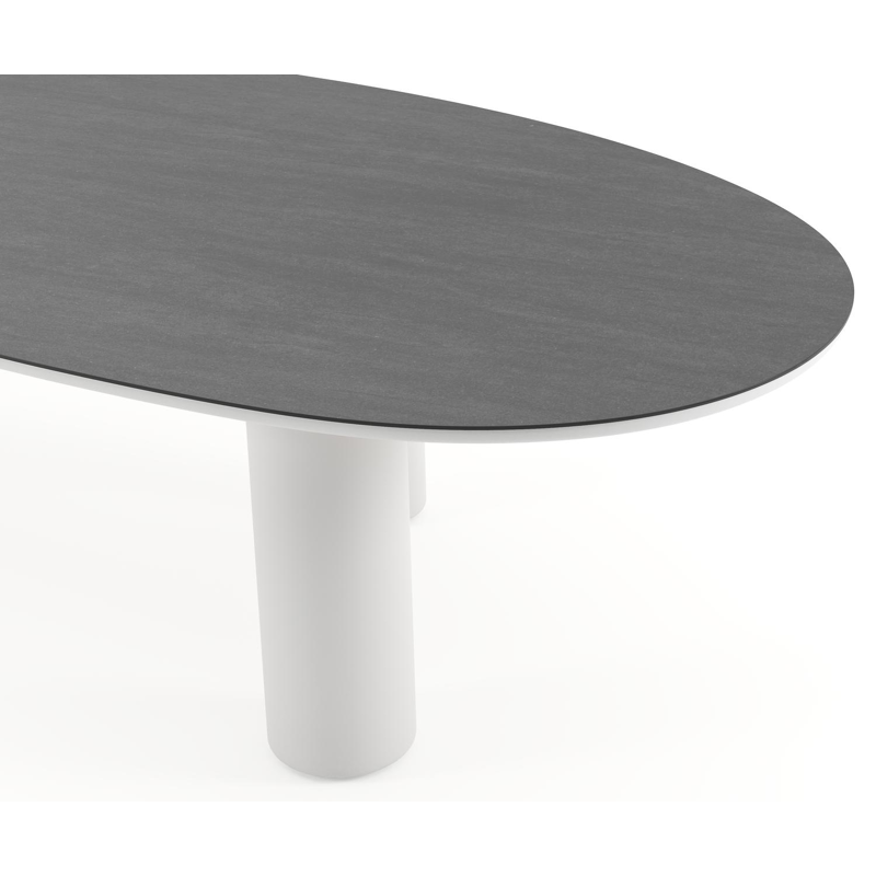 Amico tuintafel mango in wit aluminium en volkeramiek Basalt Black - L 320 x B 140 x H 73.5 cm