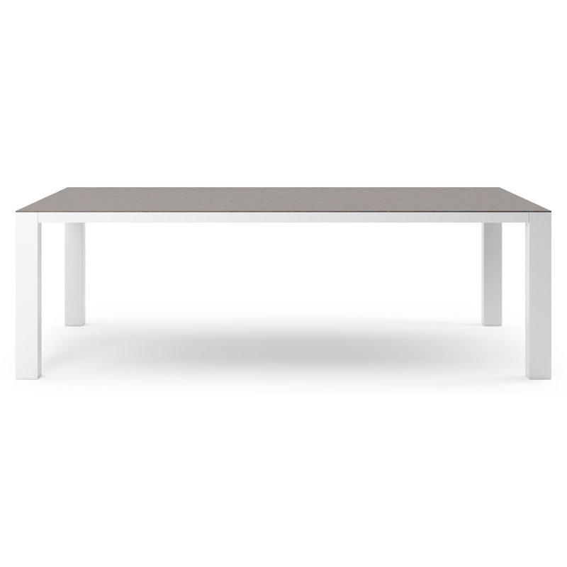 Table de jardin Nano XL rectangulaire en aluminium blanc et céramique pleine Wulong - Lg. 240 x Lrg. 148 x Haut. 75 cm