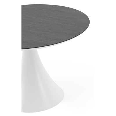 Fano tuintafel rond in wit aluminium en volkeramiek Basalt Black - Dia. 110 x H 75 cm