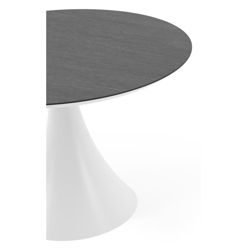 Fano tuintafel rond in wit aluminium en volkeramiek Basalt Black - Dia. 110 x H 75 cm