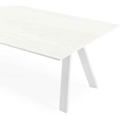 Cesano tuintafel rechthoekig in wit aluminium en volkeramiek calista - L 280 x B 110 x H 75 cm