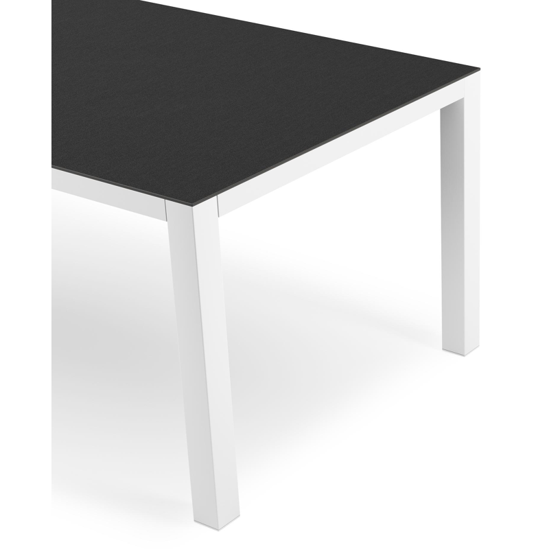 Como tuintafel in wit aluminium en volkeramiek Nero Black - L 200 x B 100 x H 75 cm