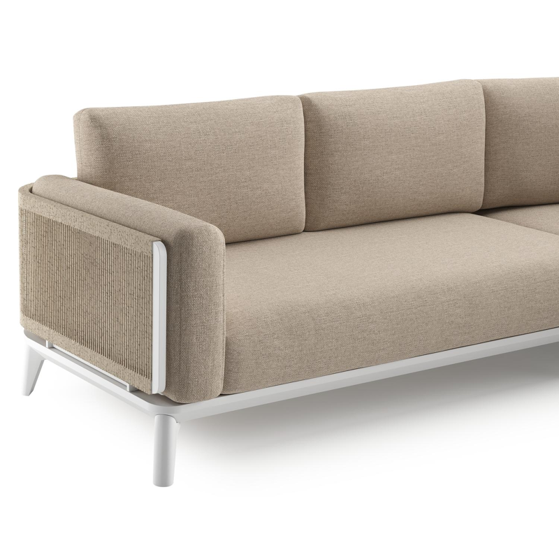 Mosa loungehoek in wit aluminium met rustic weather+ softtouch kussens en loungetafel