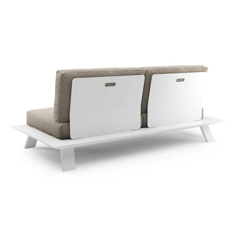 Cesano loungebank in wit aluminium met all weather sunbrella luxe chartres pewter kussen