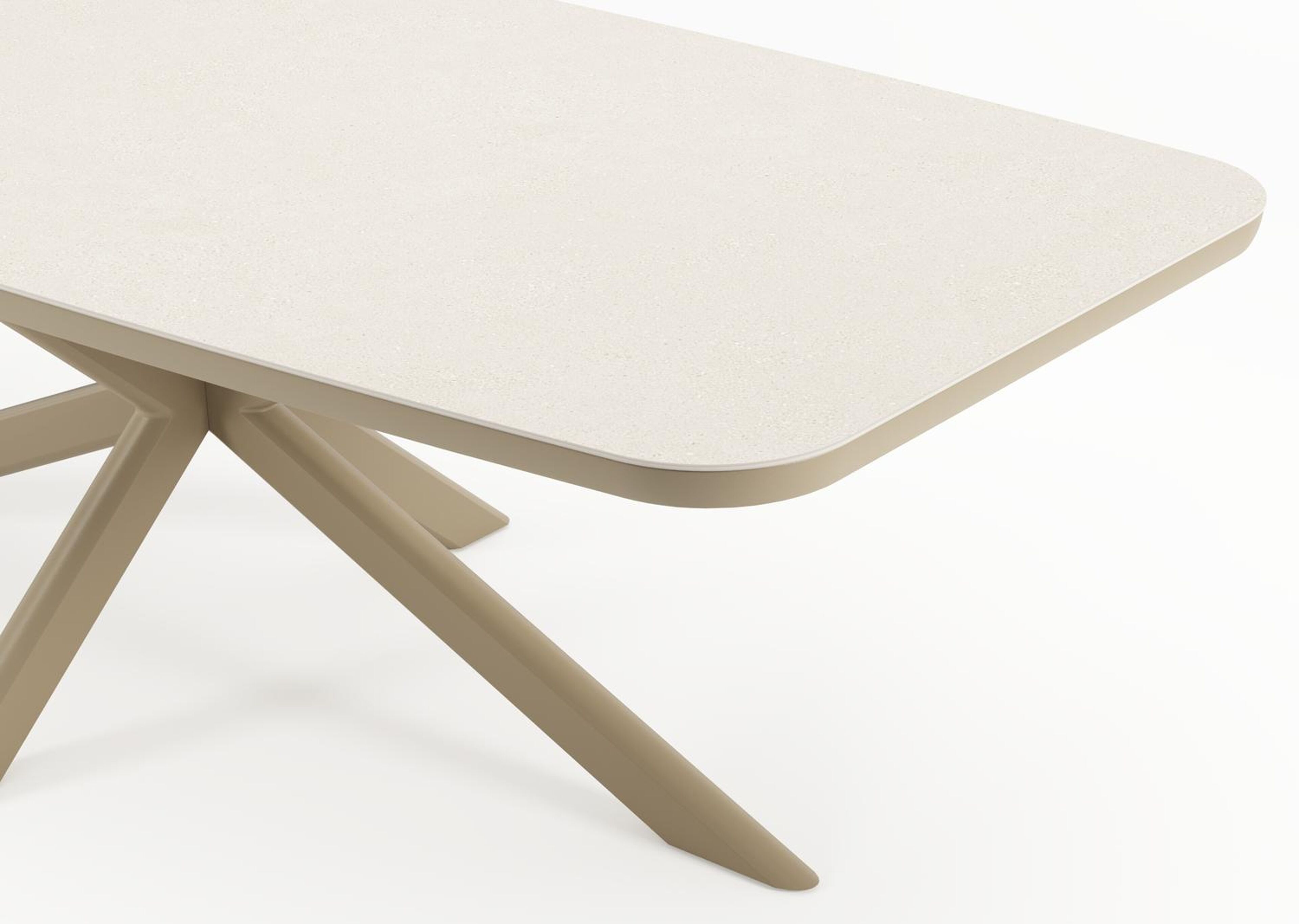Pamplona tuintafel bootvorm in beige aluminium en sintered stone Crema minerale - L 239.2 x B 110 x H 73 cm