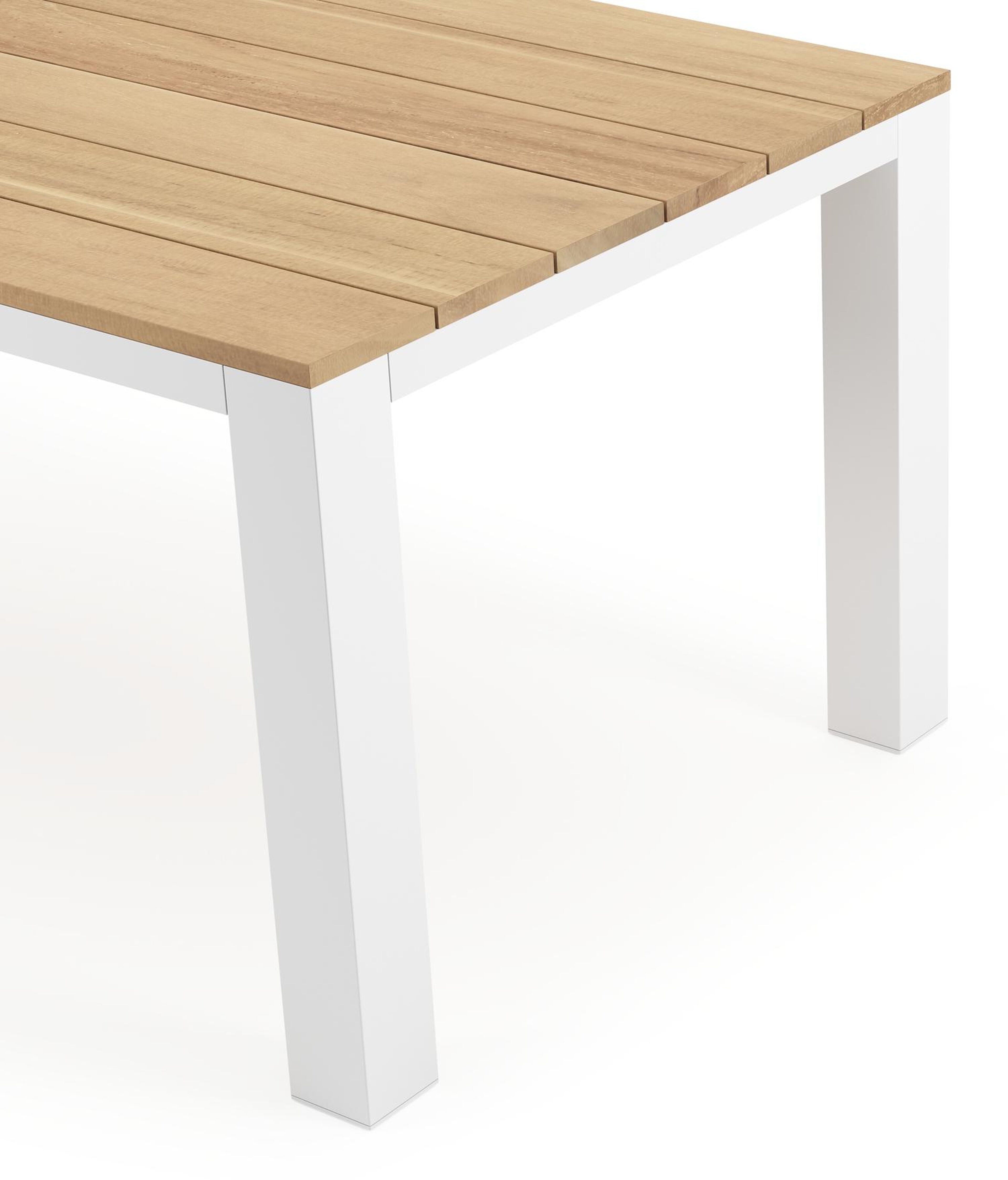Nano tuintafel in wit aluminium en teak - L 200 x B 100 x H 75 cm