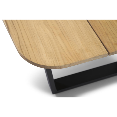 Pagino tuintafel in zwart aluminium en teak - L 340 x B 120 x H 75 cm