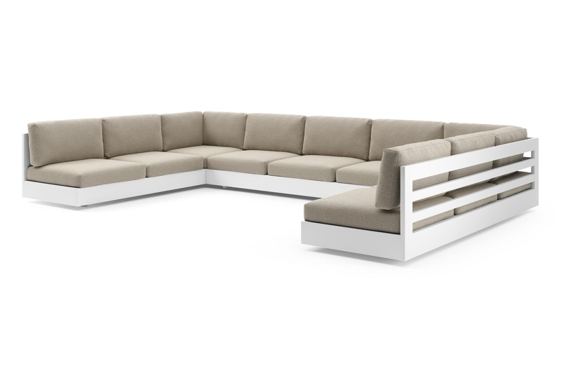 Como loungebank in wit aluminium met catania beige all weather cosytica kussen