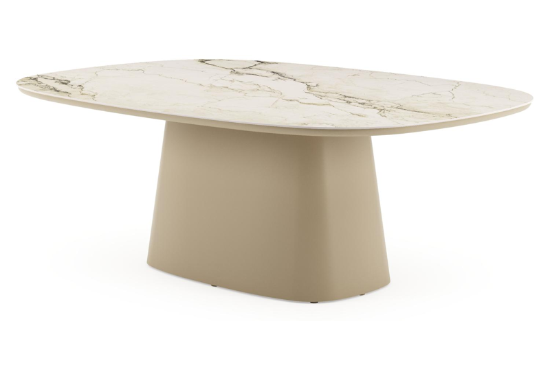 Amico tuintafel bombo xl in beige aluminium en volkeramiek Colorado Dunes - L 210 x B 148 x H 73.5 cm
