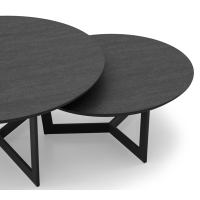 Lacrima loungetafels in zwart aluminium en basalt black volkeramiek - Dia. 85/65 x H 35/30 cm