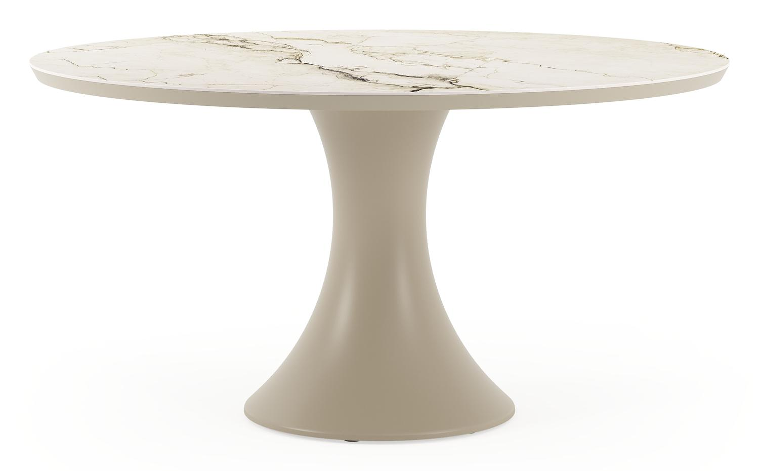 Fano tuintafel rond in beige aluminium en volkeramiek Colorado Dunes Dia. 148 x H 75 cm
