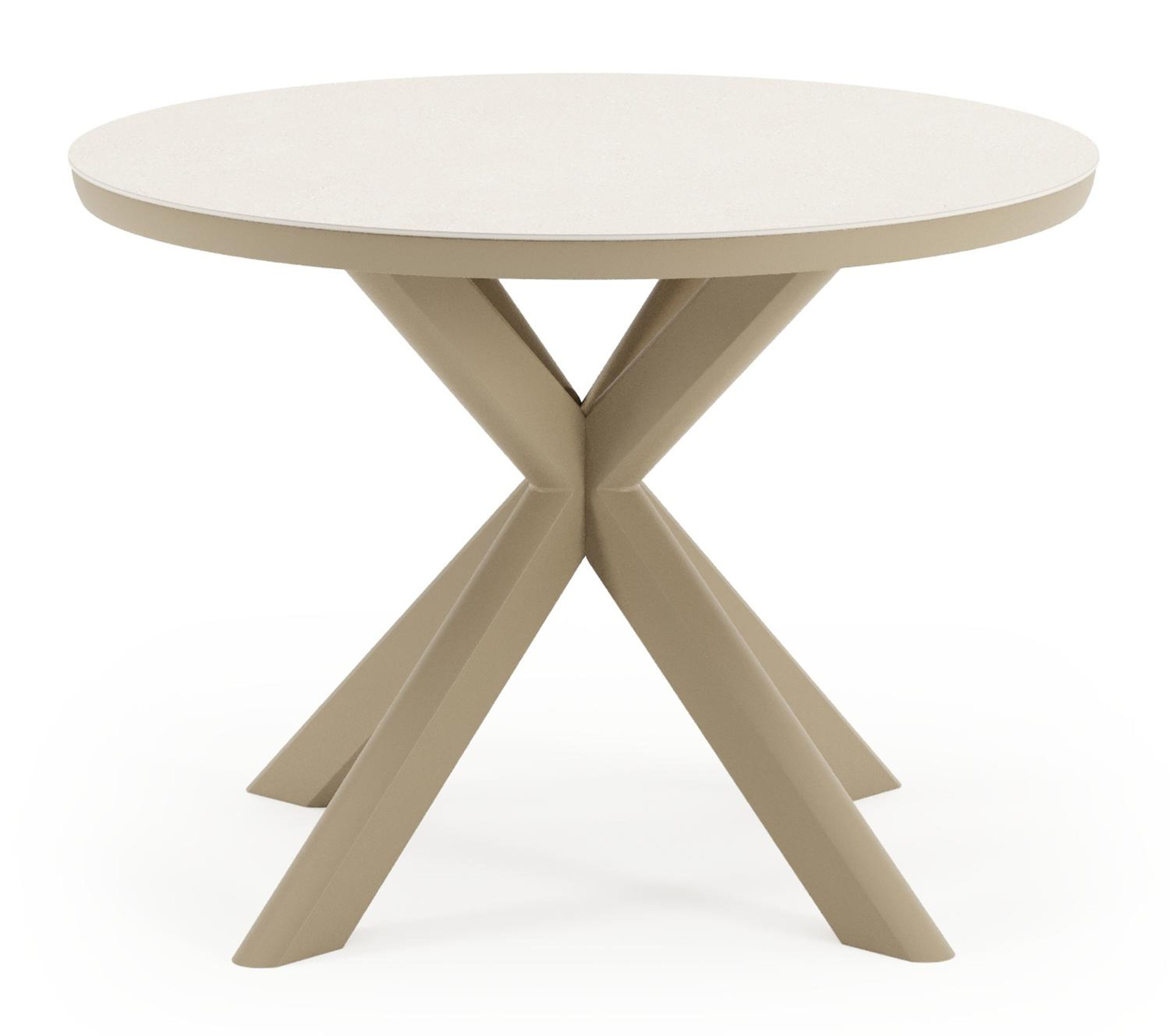 Ensemble de jardin Pamplona en aluminium beige et sintered stone crema minerale avec 4 chaises de jardin empilable Matera