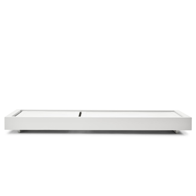 Como verstelbaar ligbed in wit aluminium met natte grey chine all weather sunbrella® luxe kussens