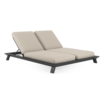 Cesano verstelbaar dubbel ligbed in zwart aluminium met catania sand all weather cosytica kussen