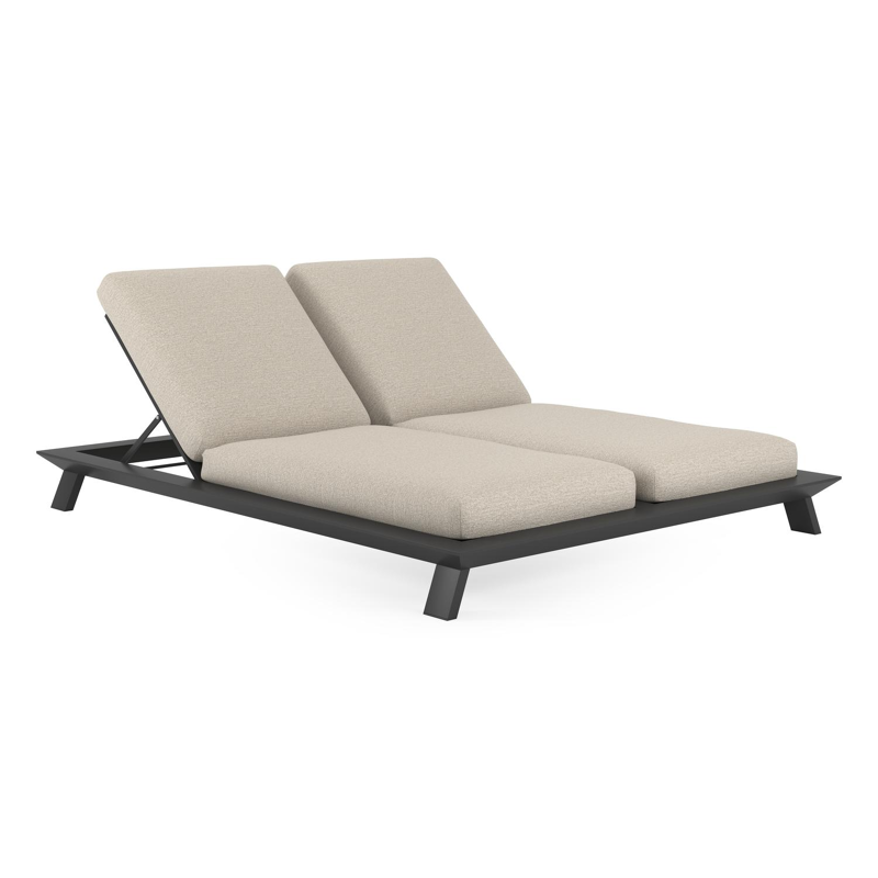 Cesano verstelbaar dubbel ligbed in zwart aluminium met catania sand all weather cosytica kussen