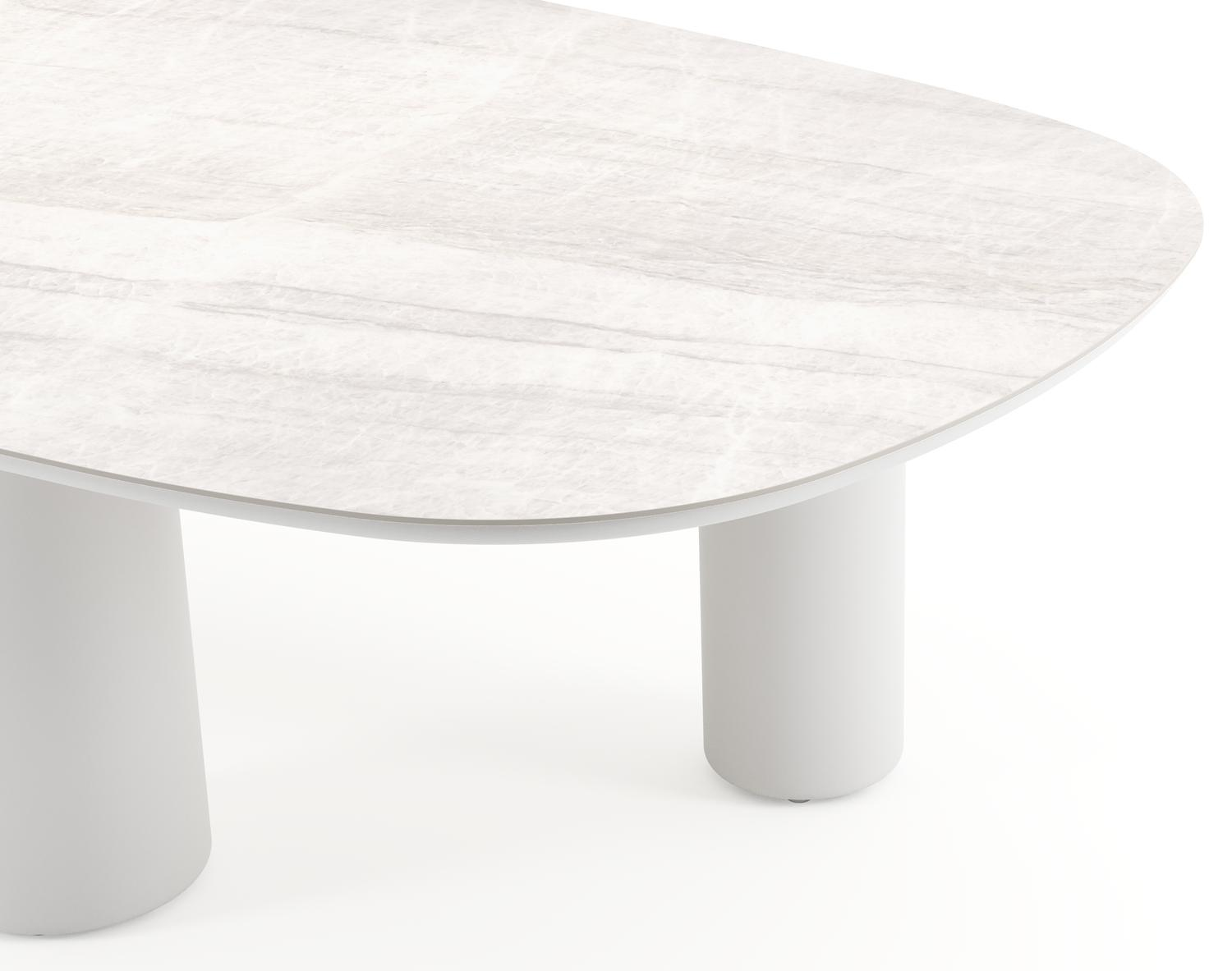 Amico tuintafel bombo xl in wit aluminium en volkeramiek Taj Mahal - L 270 x B 148 x H 73.5 cm