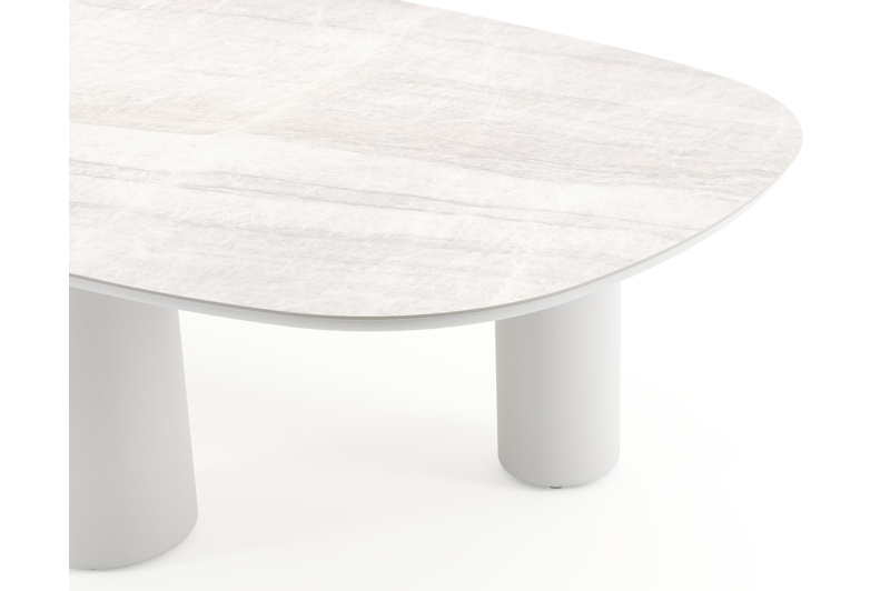 Amico tuintafel bombo xl in wit aluminium en volkeramiek Taj Mahal - L 270 x B 148 x H 73.5 cm