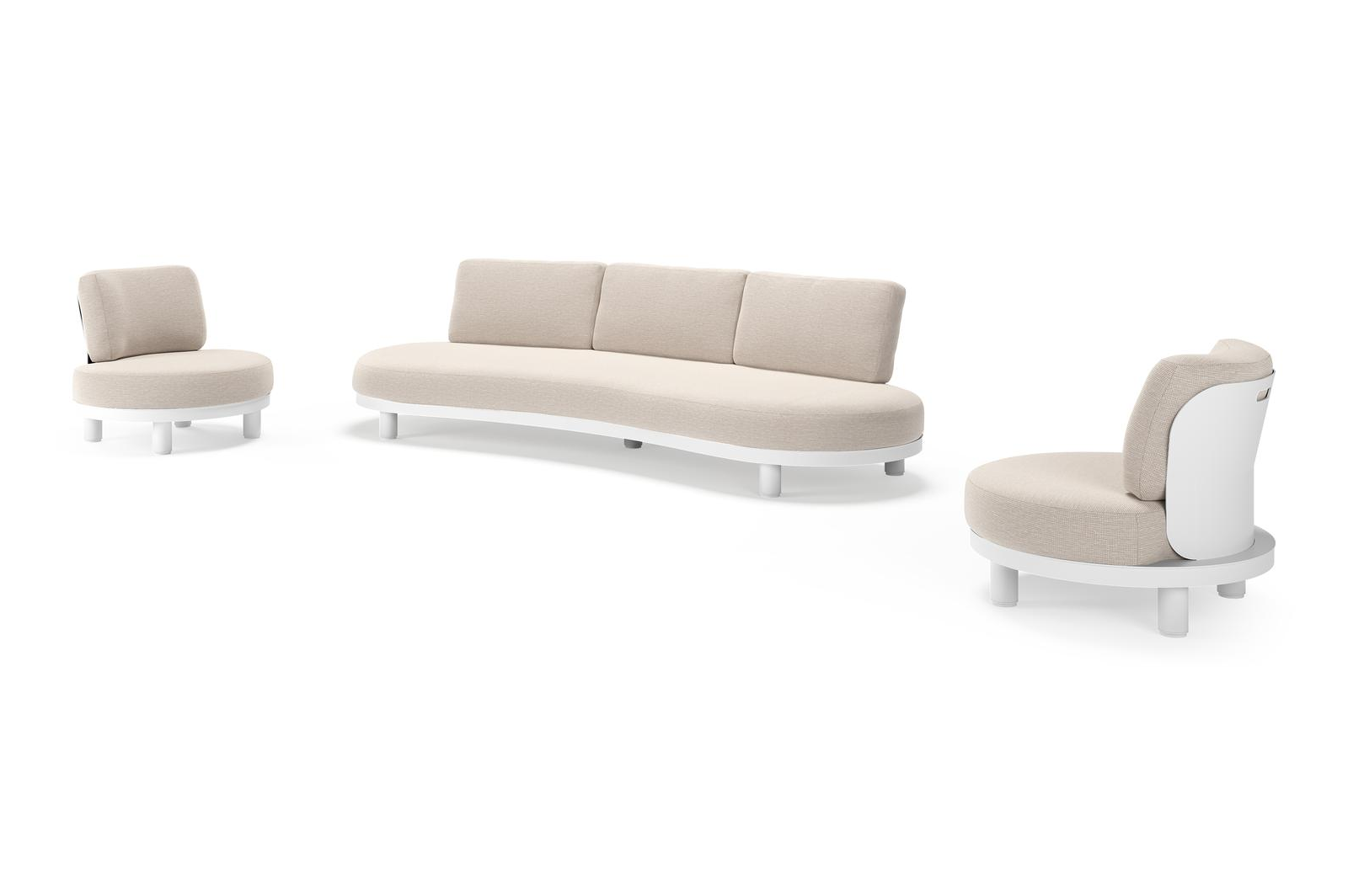 Salon de jardin Donato en aluminium blanc et coussins en all weather sunbrella® luxe Slow Farafra