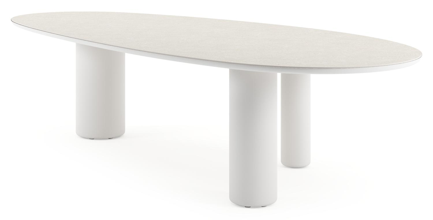Amico tuintafel mango in wit aluminium en volkeramiek Shilin - L 320 x B 140 x H 73.5 cm