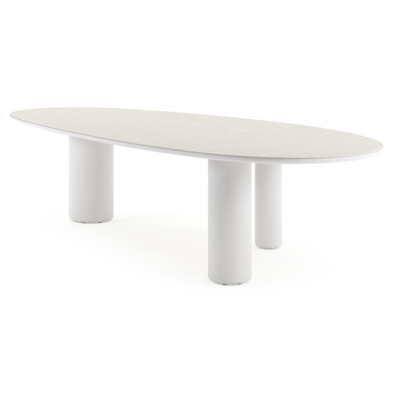 Amico tuintafel mango in wit aluminium en volkeramiek Shilin - L 320 x B 140 x H 73.5 cm