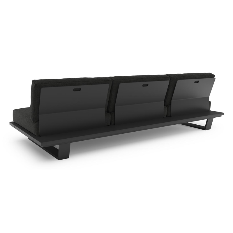 Pagino loungebank in zwart aluminium met chartres sooty all weather sunbrella® luxe kussen