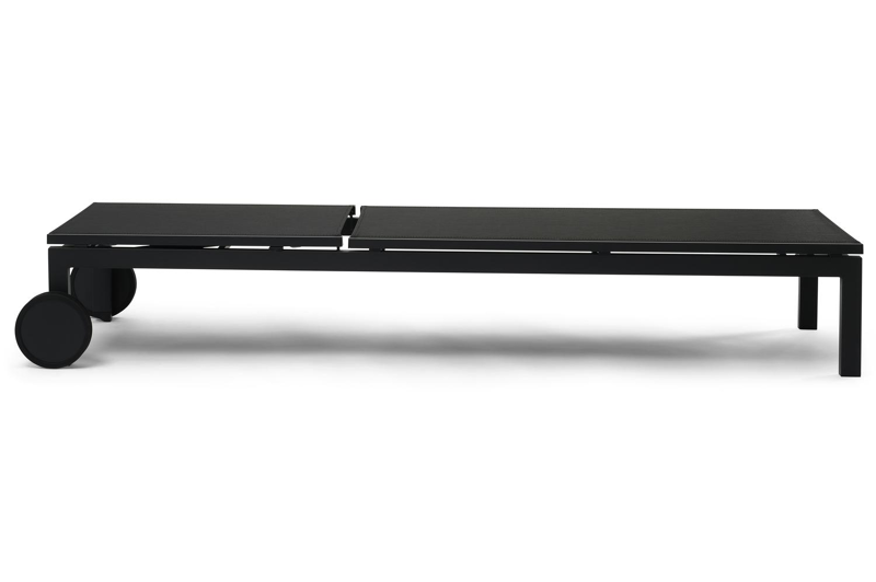 Set van 2 verstelbare Caravelle ligbedden in zwart aluminium en zwart textileen