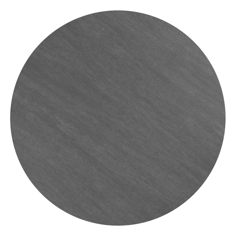 Amico low dining tuintafel rond in beige aluminium en volkeramiek Basalt Black - Dia. 148 x H 61 cm