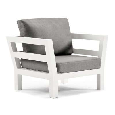 Occaro loungestoel 1-zit in wit aluminium met grijs weather+ softtouch kussen