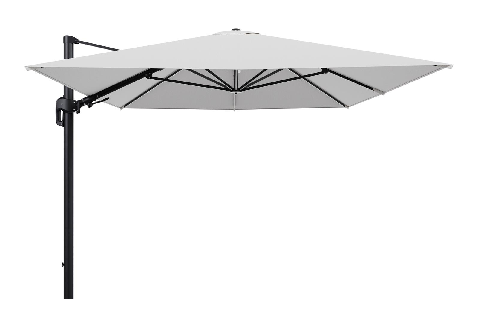 Rufina zweefparasol tiltfunctie in zwart aluminium en parasoldoek in All Weather Solica Ego Birch  - L1 400 x L2 300 cm (zonder voet) (zonder voet)