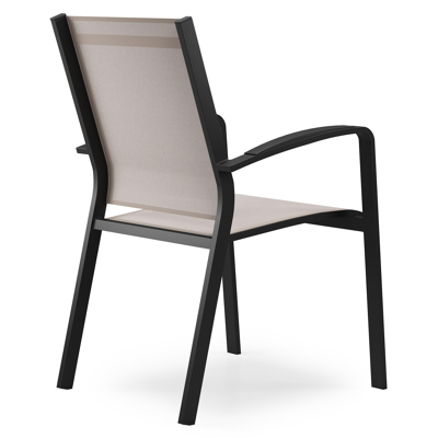 Lioni stapelbare tuinstoel in zwart aluminium en beige single textilene