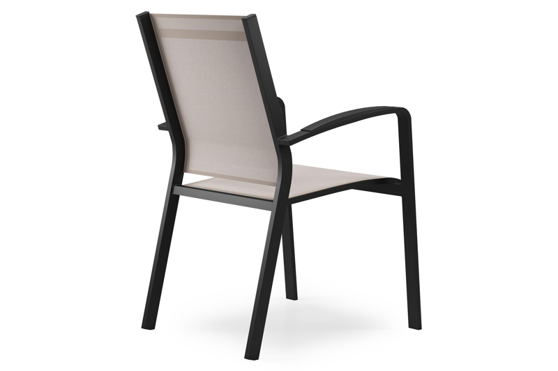 Lioni stapelbare tuinstoel in zwart aluminium en beige single textilene