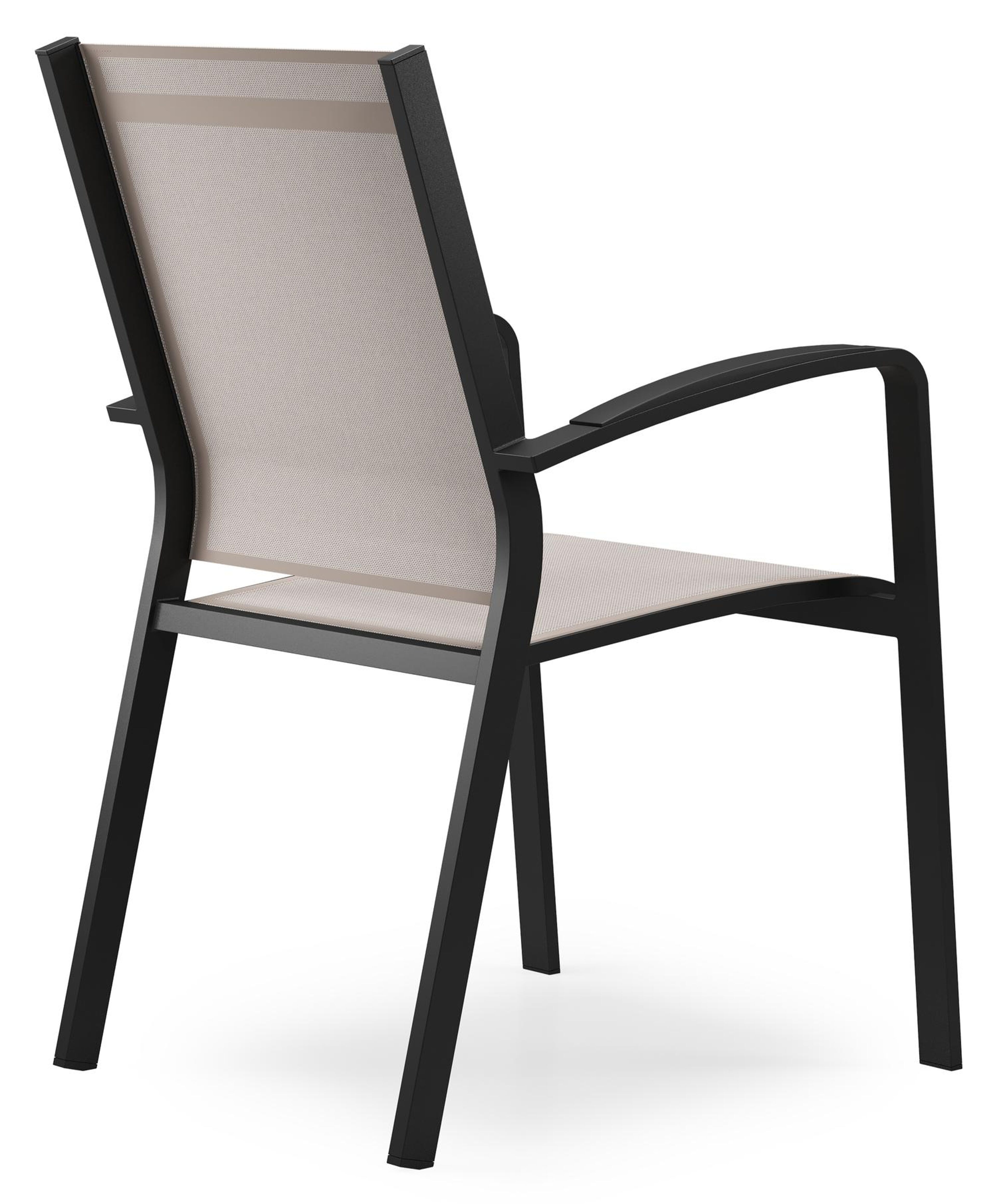 Lioni stapelbare tuinstoel in zwart aluminium en beige single textilene