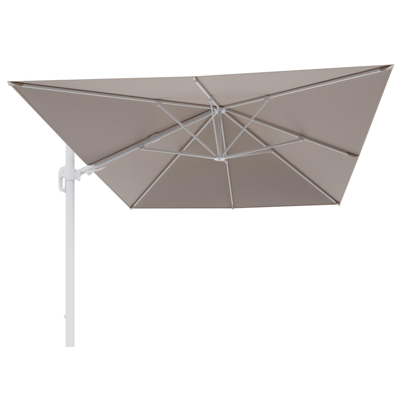 Rufina zweefparasol tiltfunctie in wit aluminium en parasoldoek in All Weather Sunbrella® Luxe Wander Pilat - L1 400 x L2 300 cm (zonder voet) (zonder voet)