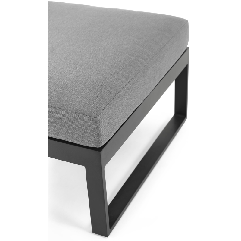Caldela lounge poef in zwart aluminium met grijs polyester kussen
