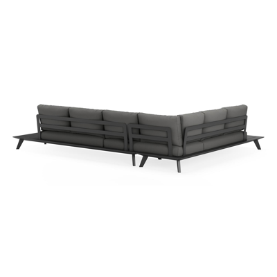 Puglia loungeset in zwart aluminium met grijs weather+ softtouch en loungetafel