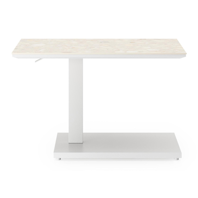 Cirello bijzettafel in wit aluminium en retrostone volkeramiek - L 70 x B 80 x H 66 cm