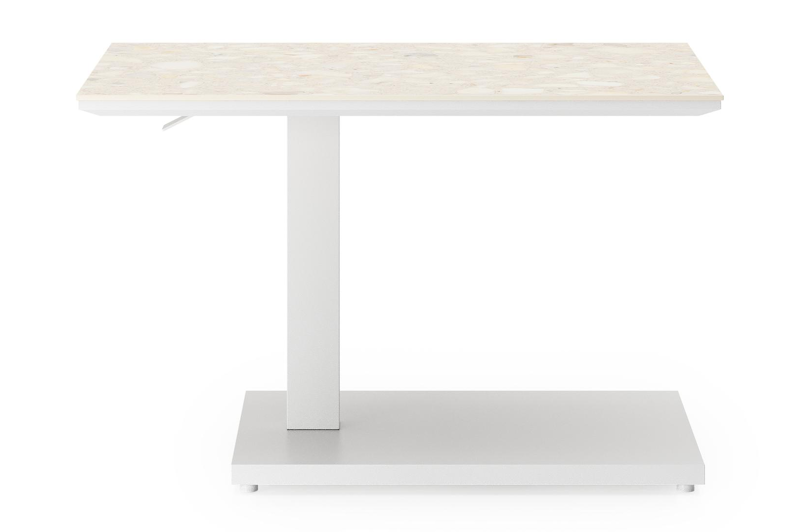 Cirello bijzettafel in wit aluminium en retrostone volkeramiek - L 70 x B 80 x H 66 cm