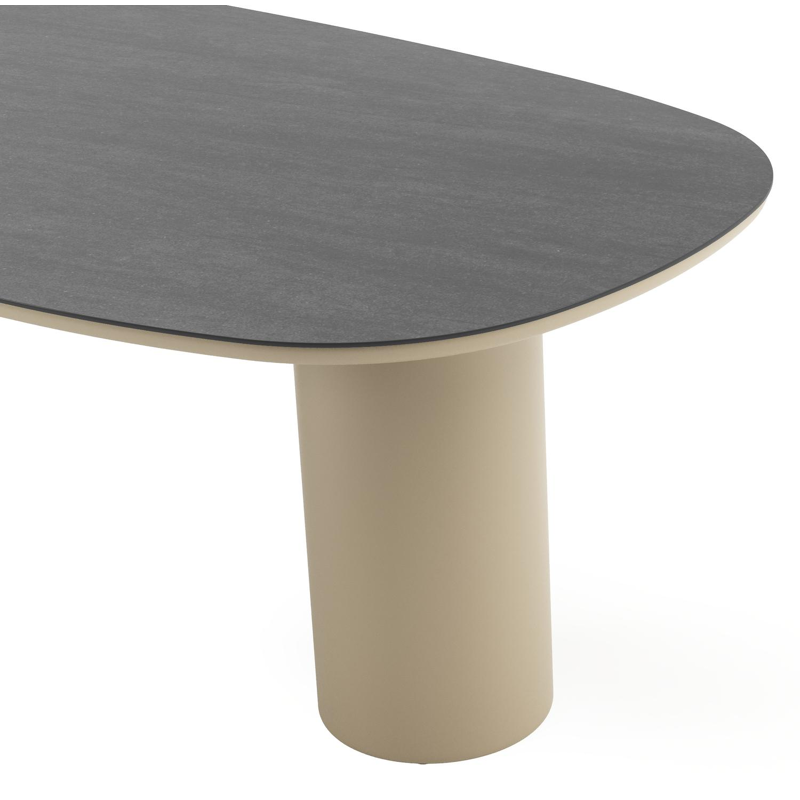 Amico tuintafel bombo in beige aluminium en volkeramiek Basalt Black - L 210 x B 110 x H 73.5 cm