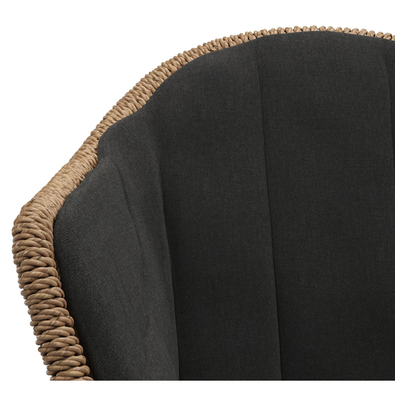 Pagino tuinstoel in wit aluminium en bruin ronde wicker met zitkussen in All Weather Sunbrella® Luxe Natte Sooty