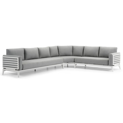 Mosa loungehoek in wit aluminium met grijs weather+ softtouch kussens