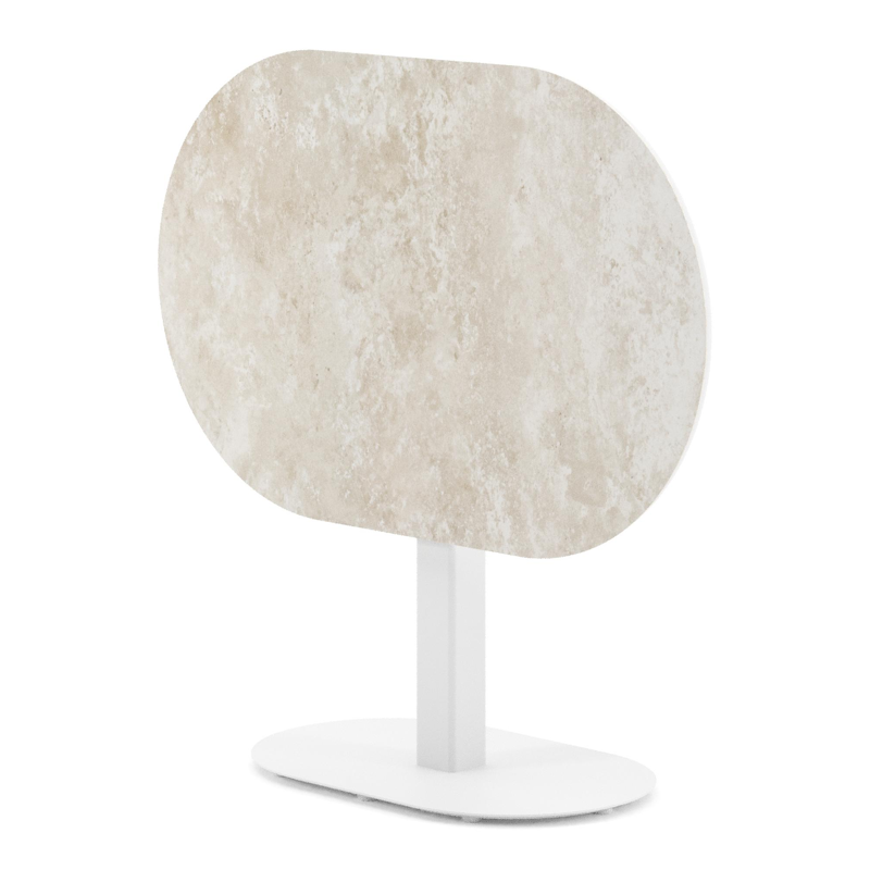 Table de jardin Teramo inclinable bombo en aluminium blanc et céramique pleine Rapolano - Lg. 110 x Lrg. 70 x Haut. 74 cm